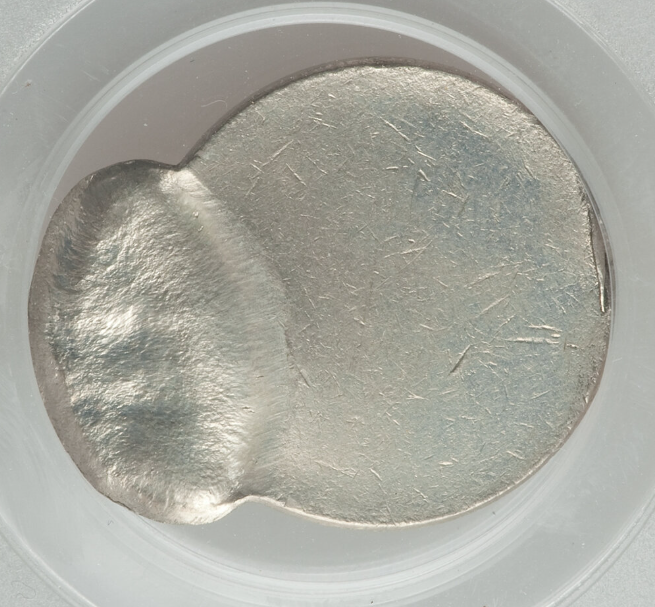 2006 Jefferson nickel off-center strike error — design shifted with blank planchet crescent visible