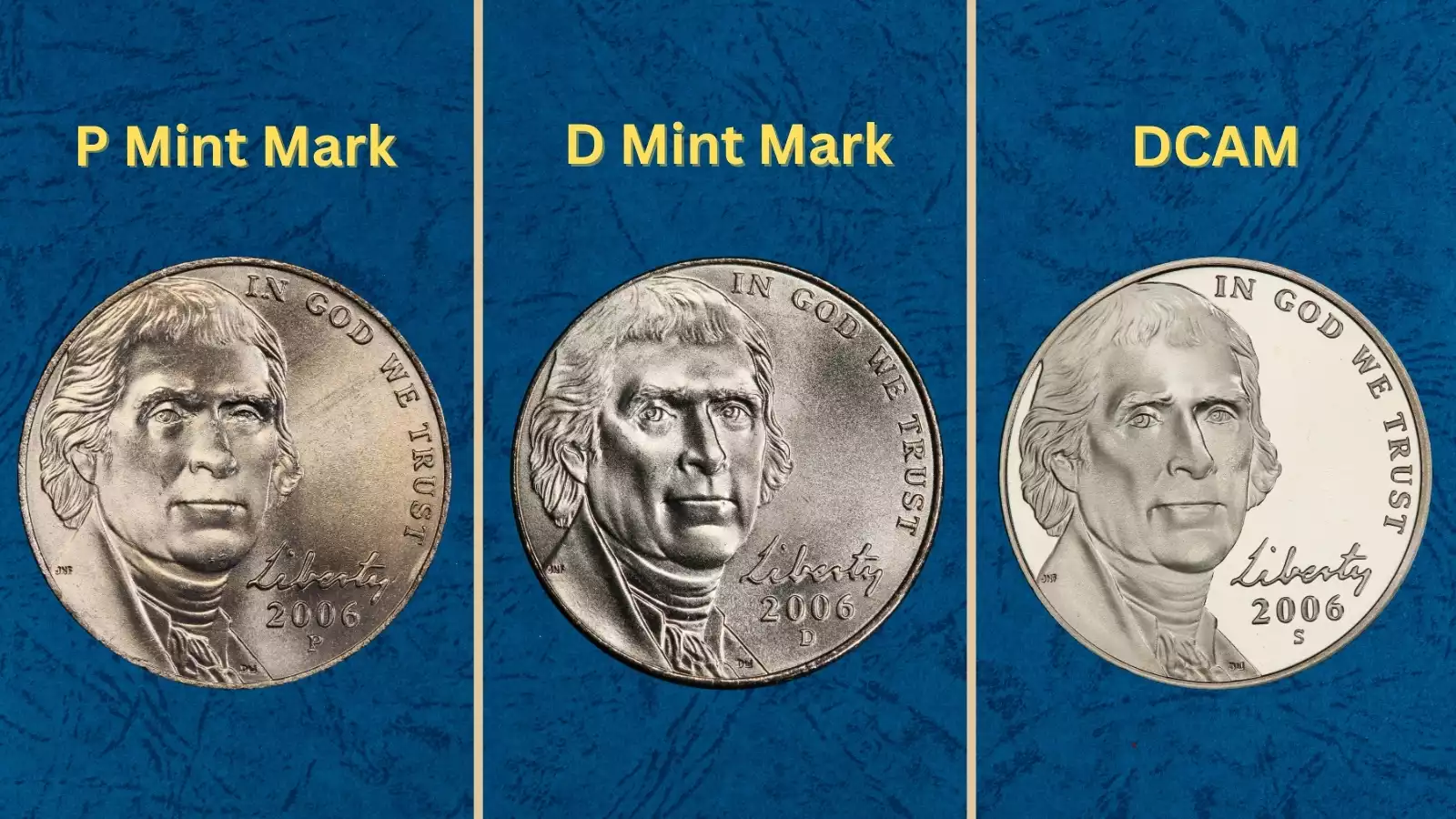 2006 Jefferson nickel mintage — mint facility or group of uncirculated 2006 nickels in mint tube